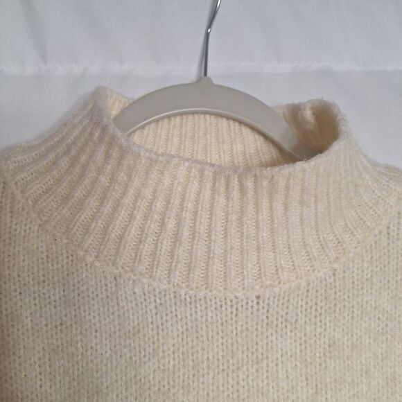 MNG Womens Cream Sweater Dress Alpaca Wool Blend Oversized Chunky Warm Medium - Picture 3 of 9